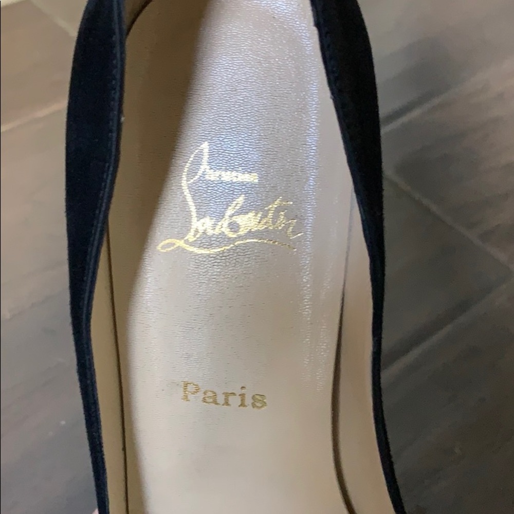 Louboutin Suede Peep Toe Pumps - Picture 4 of 13